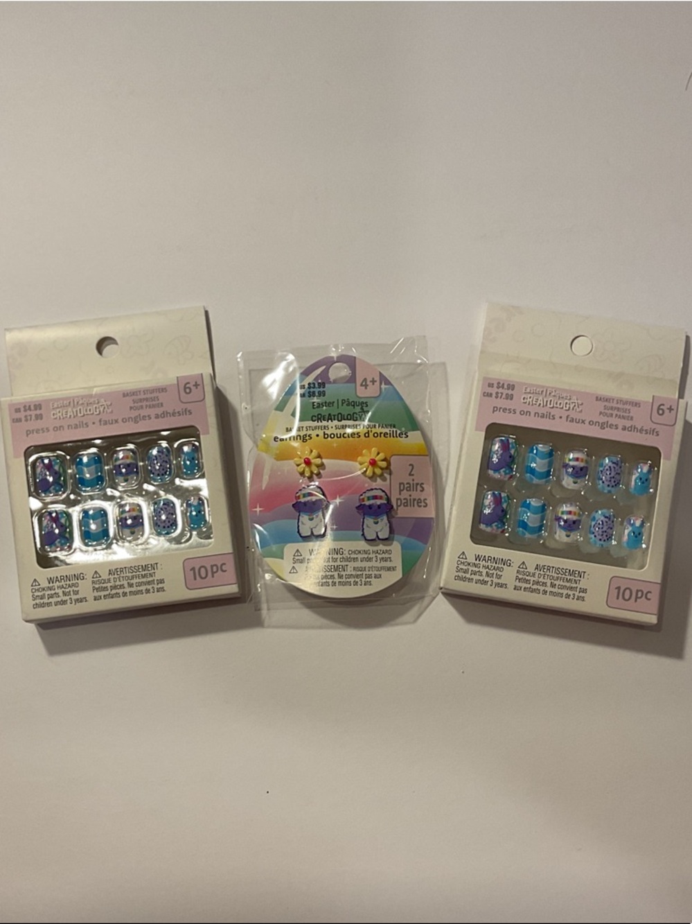 Craftology Kids' Blue & Purple Press-On Nails and Floral Earrings Set